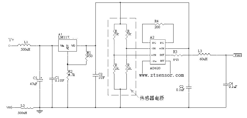 壓力傳感器信號處理電路原理圖