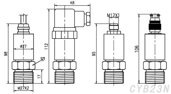 CYB23N經(jīng)濟型平膜壓力變送器外形圖